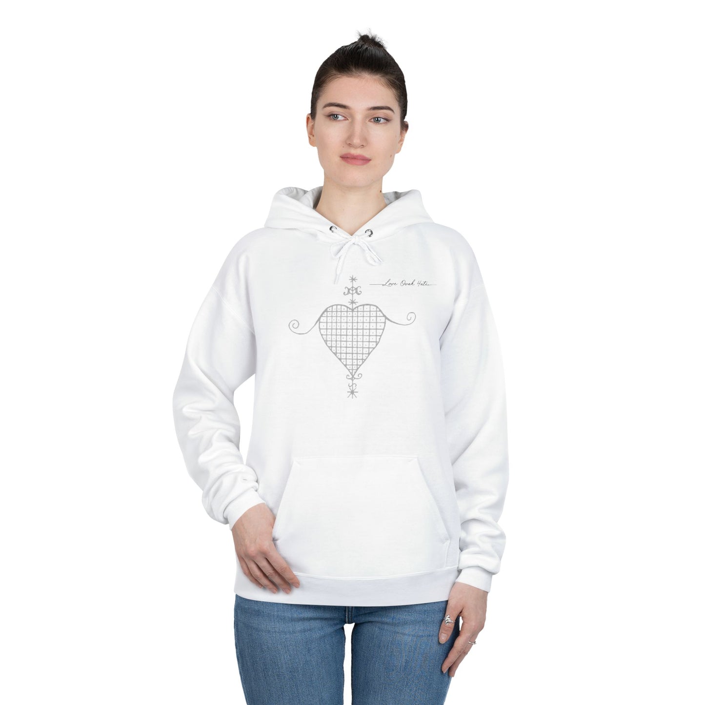 Love Ovah Hate Hoodie — Heart Grid Pullover