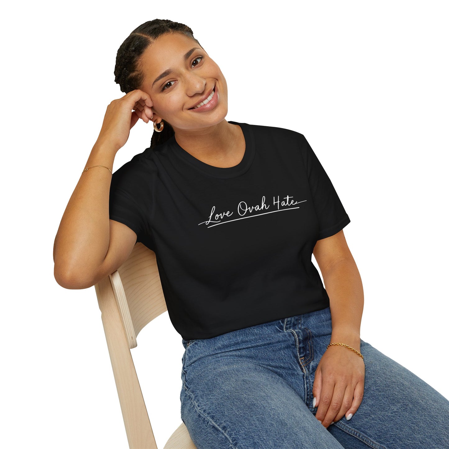 Love Ovah Hate T-Shirt — Handwritten Script Love Tee