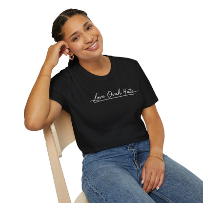 Love Ovah Hate T-Shirt — Handwritten Script Love Tee