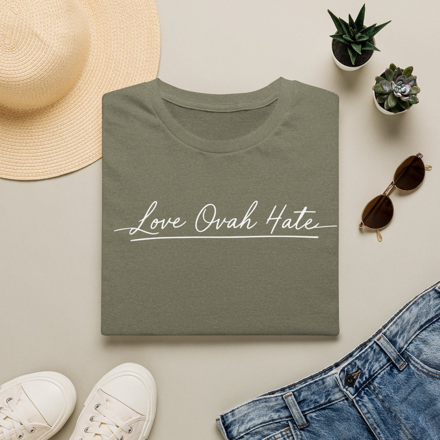 Love Ovah Hate T-Shirt — Handwritten Script Love Tee