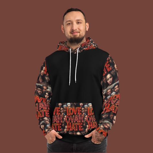 Love Ovah Hate Multicultural Fashion Hoodie - Vibrant and Bold Streetwear for Fashion Enthusiasts