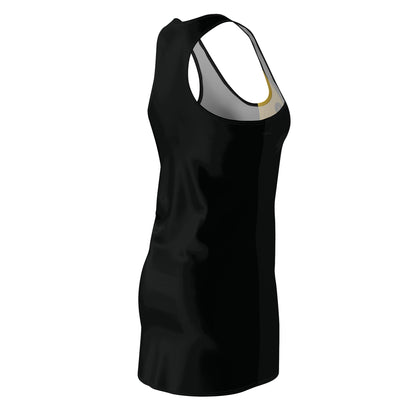 Racerback Dress Streamlined Black with Brass-Gold Stripe