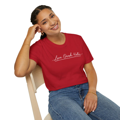 Love Ovah Hate T-Shirt — Handwritten Script Love Tee