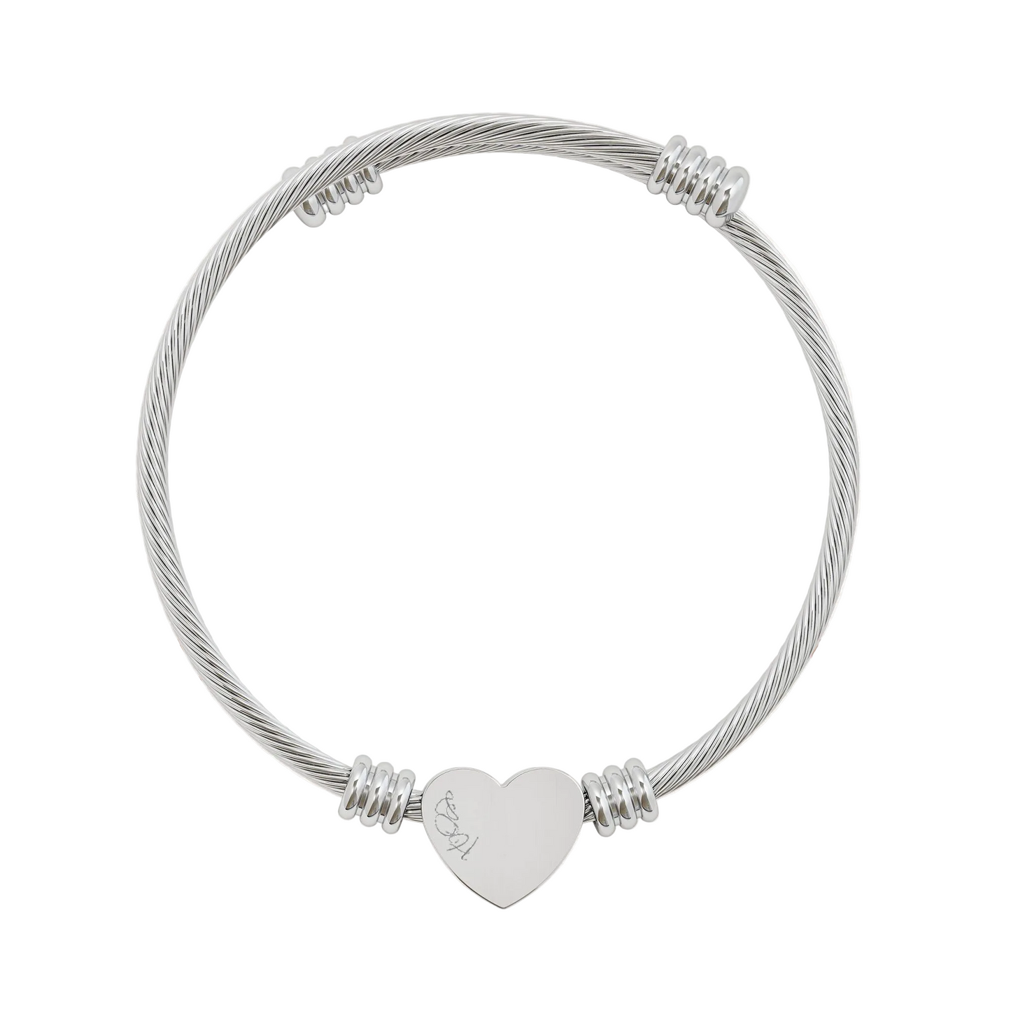 Heart Cuff Bracelet — Engraved “Love Ovah Hate” Message
