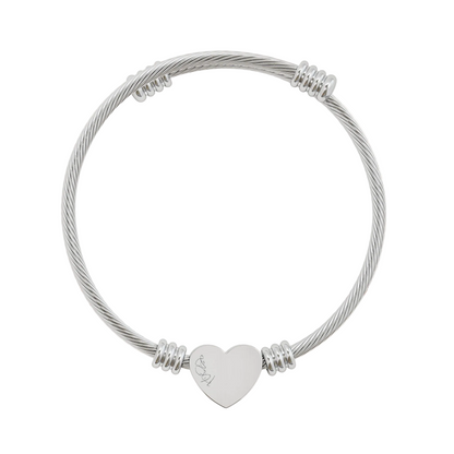 Heart Cuff Bracelet — Engraved “Love Ovah Hate” Message