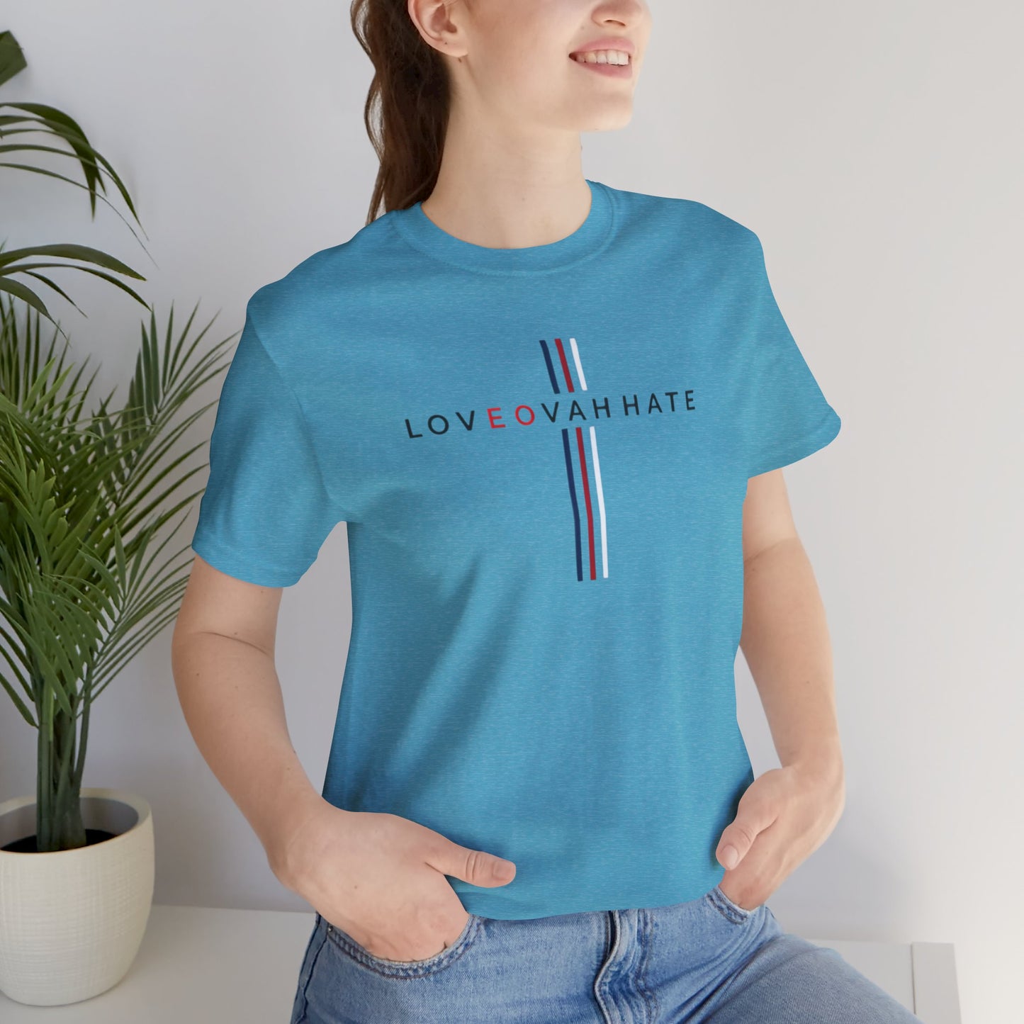 LOVEOVAHHATE Vertical Cross Graphic Tee