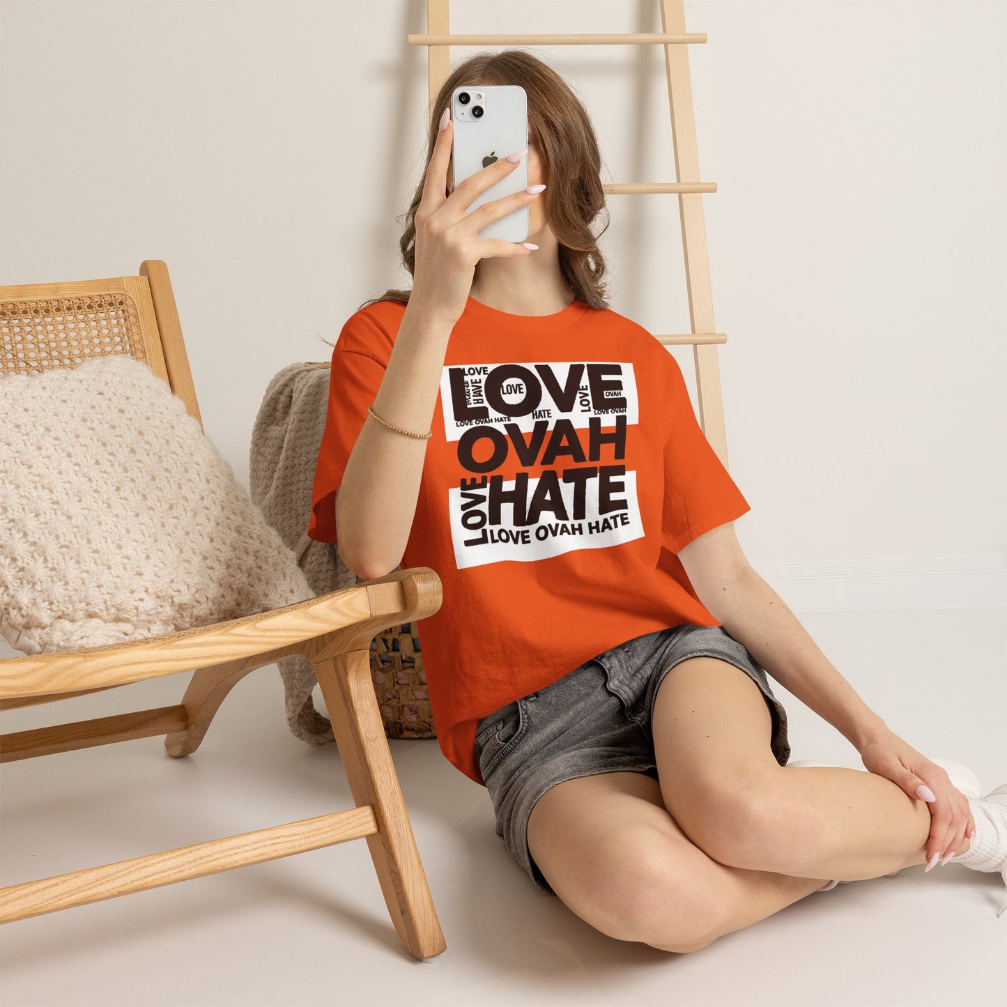LOVE OVAH HATE— Bold Red & Black Statement Shirt