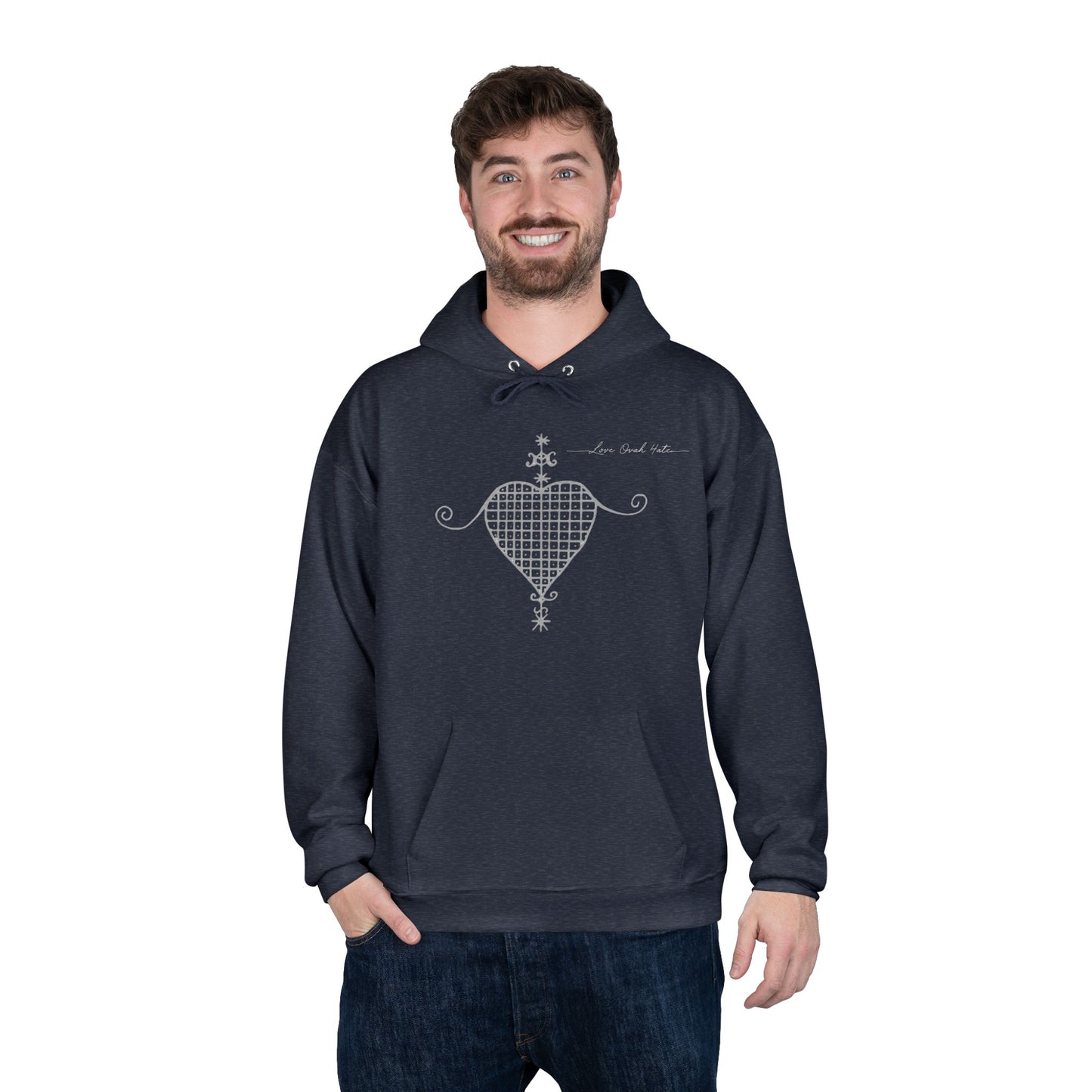 Love Ovah Hate Hoodie — Heart Grid Pullover
