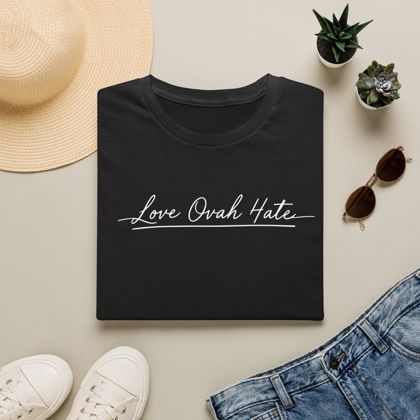 Love Ovah Hate T-Shirt — Handwritten Script Love Tee