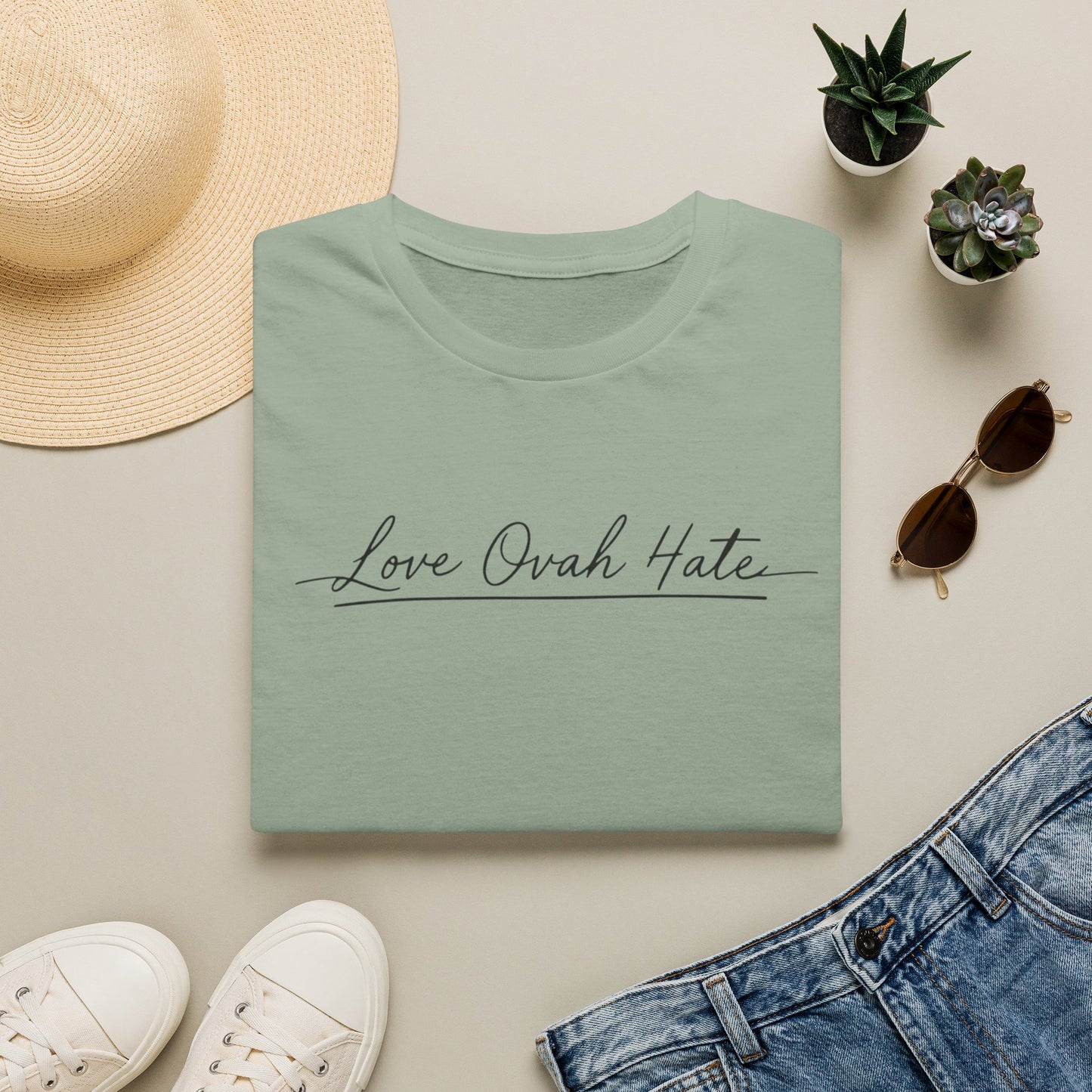 Love Ovah Hate T-Shirt — Handwritten Script Love Tee