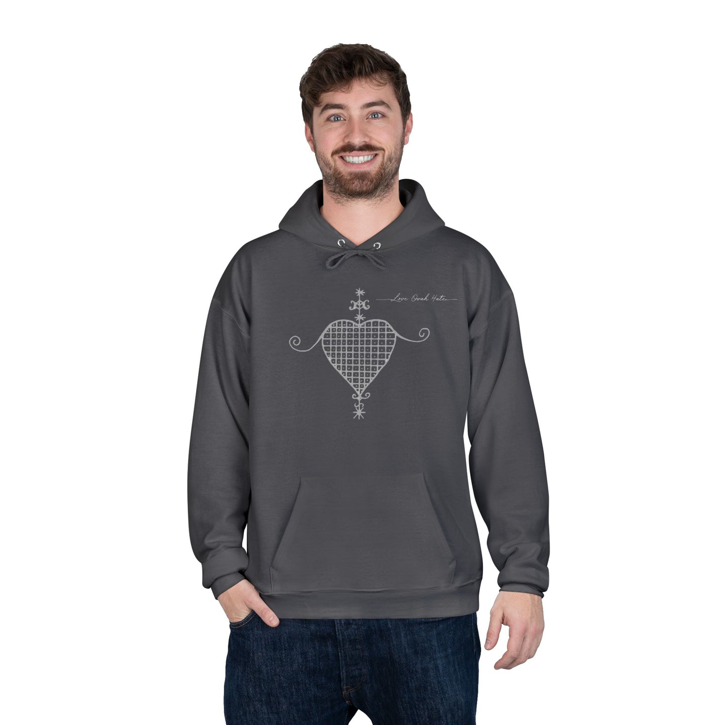 Love Ovah Hate Hoodie — Heart Grid Pullover