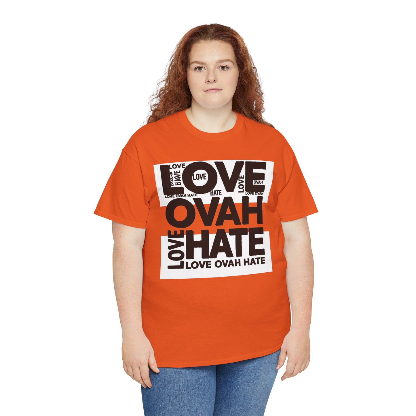LOVE OVAH HATE— Bold Red & Black Statement Shirt