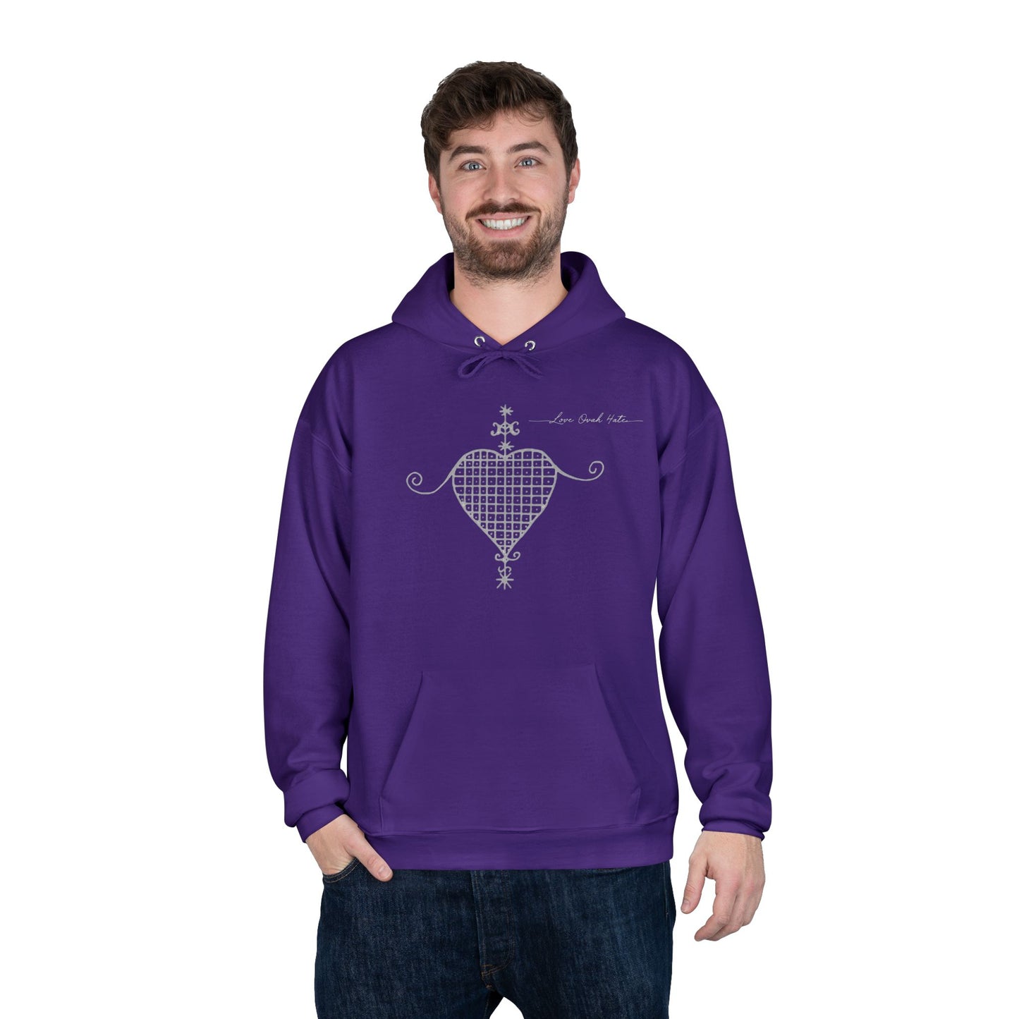 Love Ovah Hate Hoodie — Heart Grid Pullover