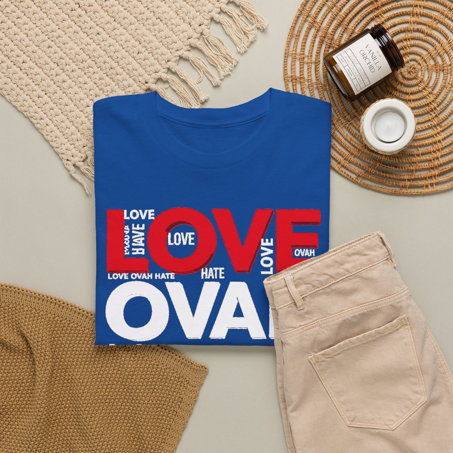 LOVE OVAH HATE— Bold Red & Black Statement Shirt