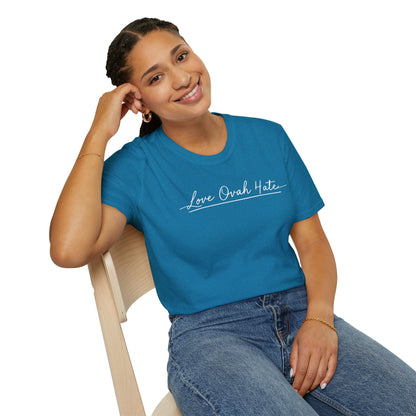 Love Ovah Hate T-Shirt — Handwritten Script Love Tee