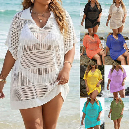 Women's Polo-Neck Beach Blouse Cover-Up