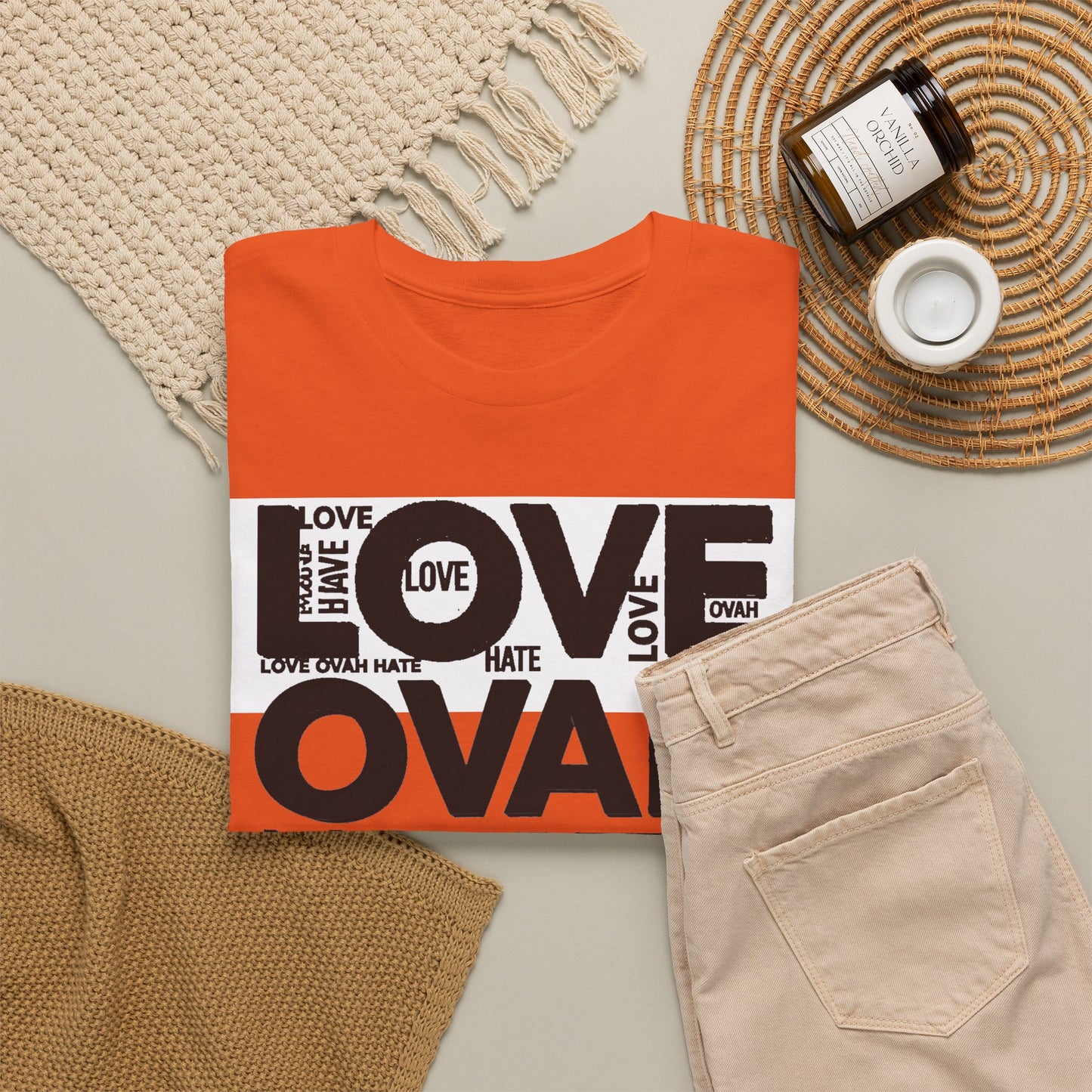 LOVE OVAH HATE— Bold Red & Black Statement Shirt