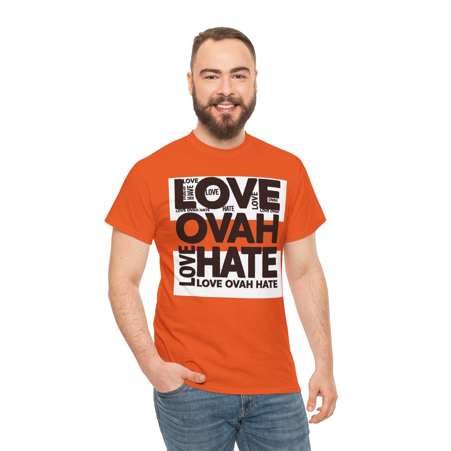 LOVE OVAH HATE— Bold Red & Black Statement Shirt