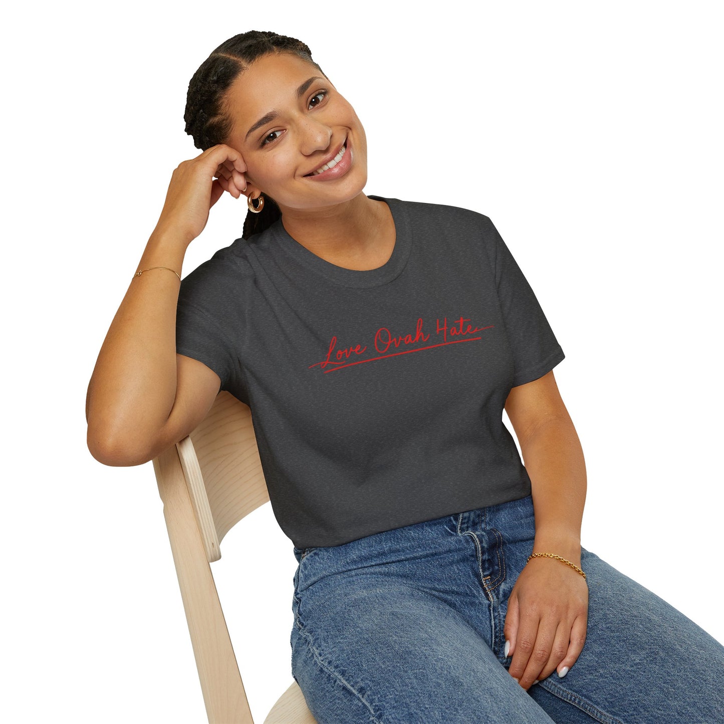 Love Ovah Hate T-Shirt — Handwritten Script Love Tee