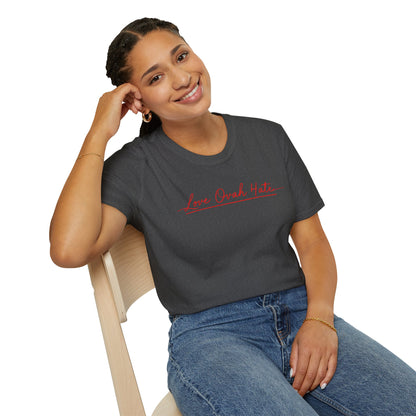 Love Ovah Hate T-Shirt — Handwritten Script Love Tee
