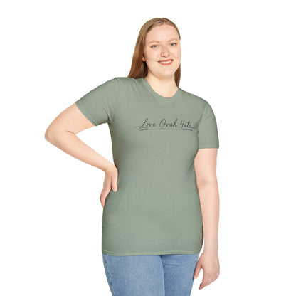 Love Ovah Hate T-Shirt — Handwritten Script Love Tee