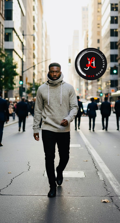 Love Ovah Hate Heavy Fleece Hoodie with Mask