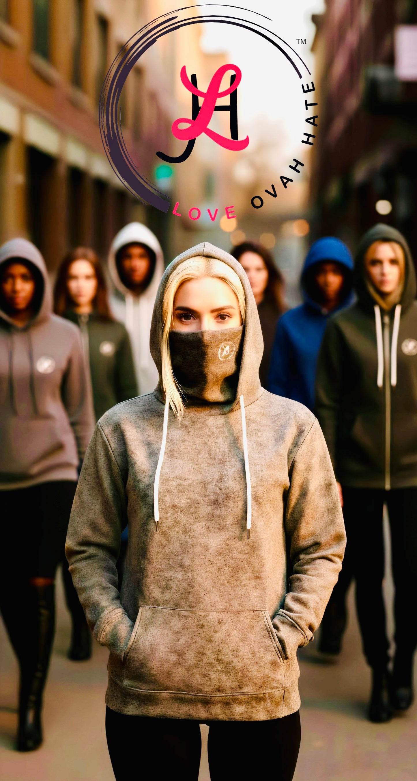 Love Ovah Hate Heavy Fleece Hoodie with Mask