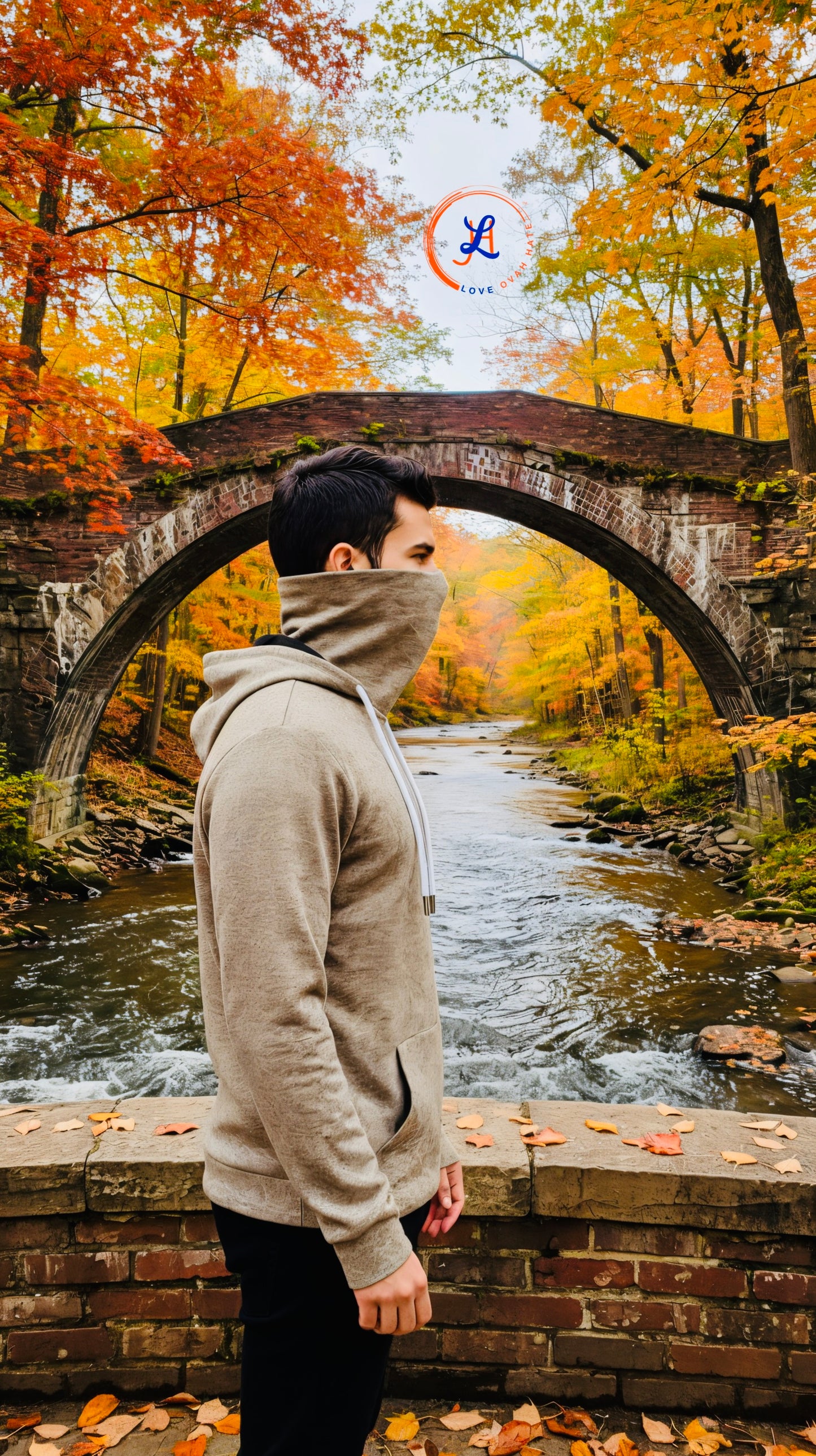 Love Ovah Hate Heavy Fleece Hoodie with Mask