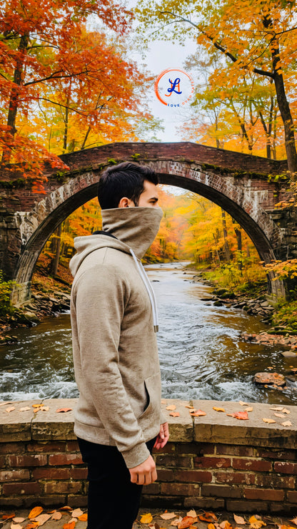 Love Ovah Hate Heavy Fleece Hoodie with Mask