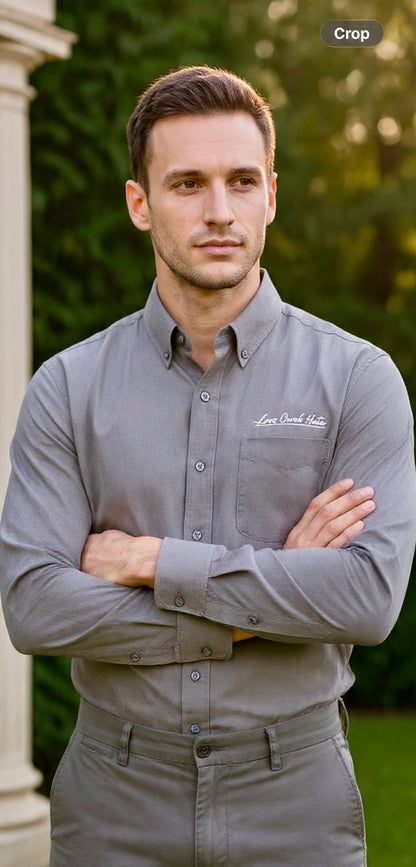 Love Ovah Hate Embroidered Long Sleeve Shirt