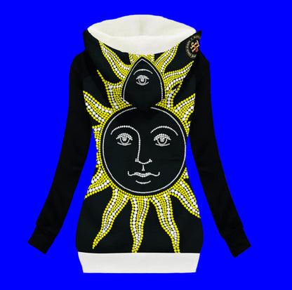 Love Ovah Hate Women's Fleece-Lined Long Jacket with Oblique Zippper