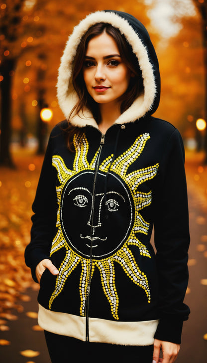 Love Ovah Hate Women's Fleece-Lined Long Jacket with Oblique Zippper