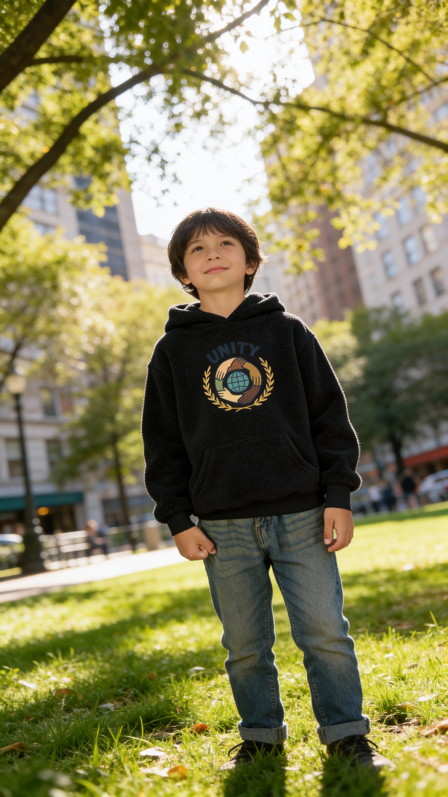 Youth Unity Globe Hoodie — 'Unity' Graphic Youth Hoodie