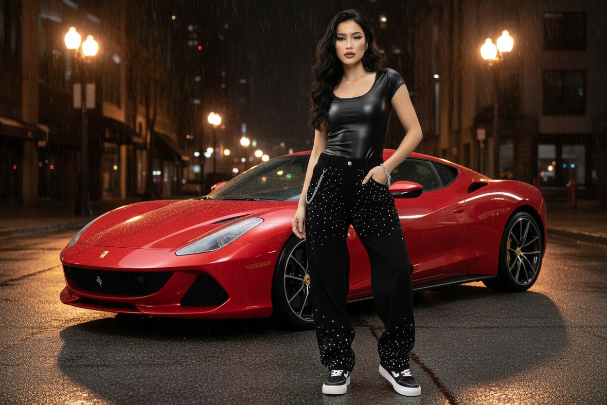 Love Ovah Hate Rhinestone Relaxed Straight-Leg Jeans