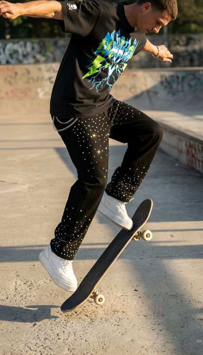 Love Ovah Hate Rhinestone Relaxed Straight-Leg Jeans