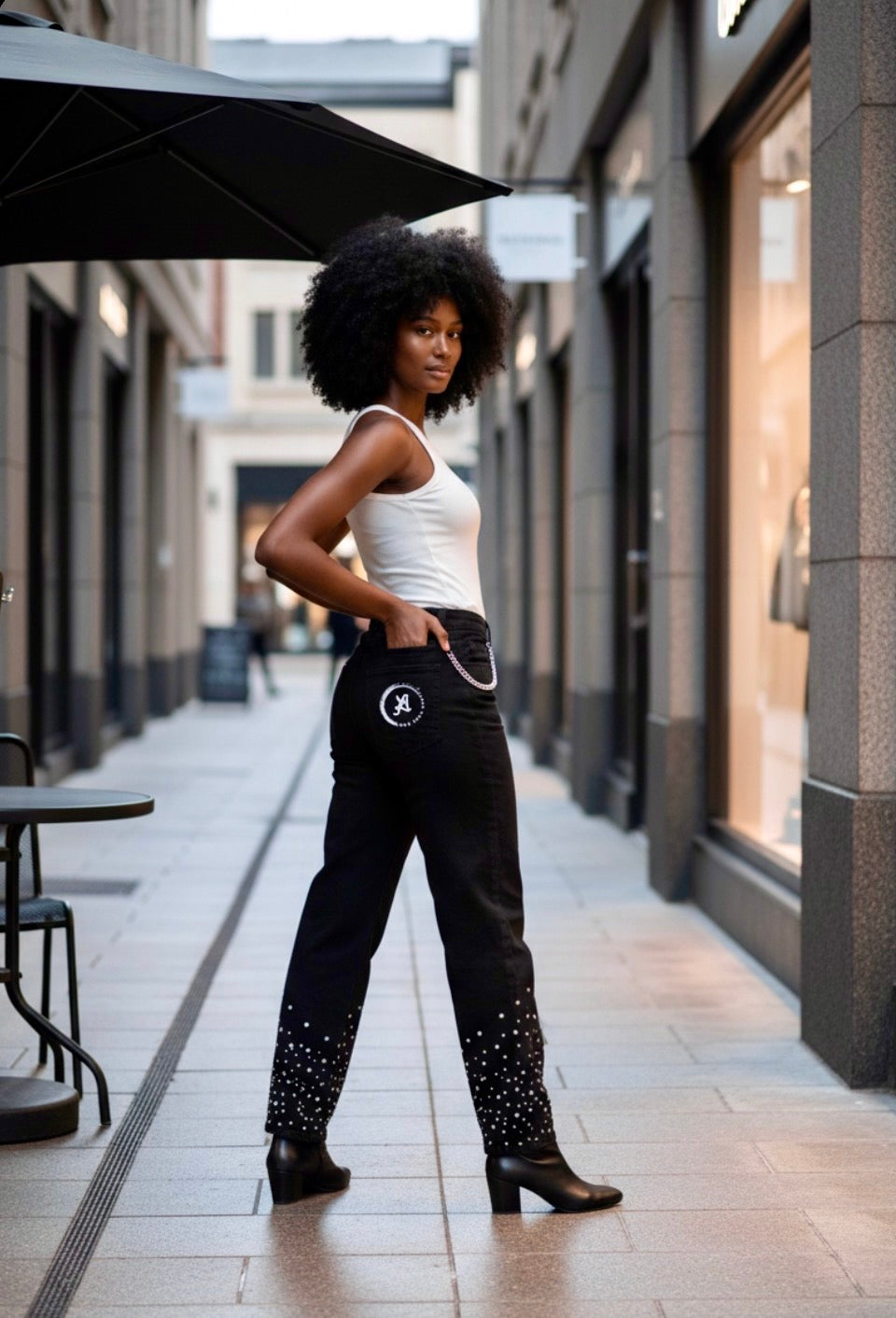 Love Ovah Hate Rhinestone Relaxed Straight-Leg Jeans