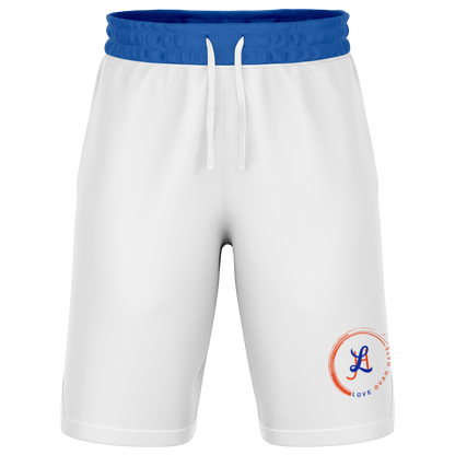 Fashion-forward basketball shorts with ribbed texture, made by L.O.H.