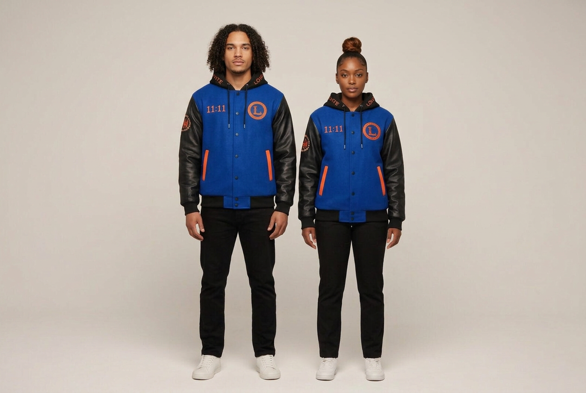 Studio jacket photo with another new model pair
